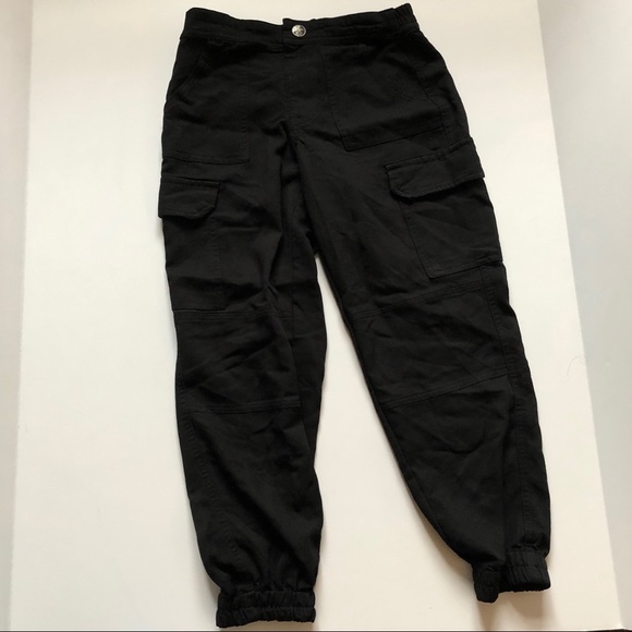 girls black cargo trousers